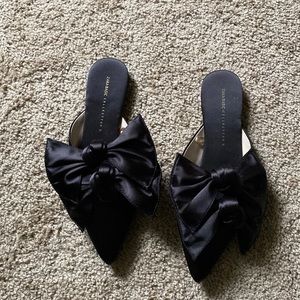 Zara- Satin bow flat mules